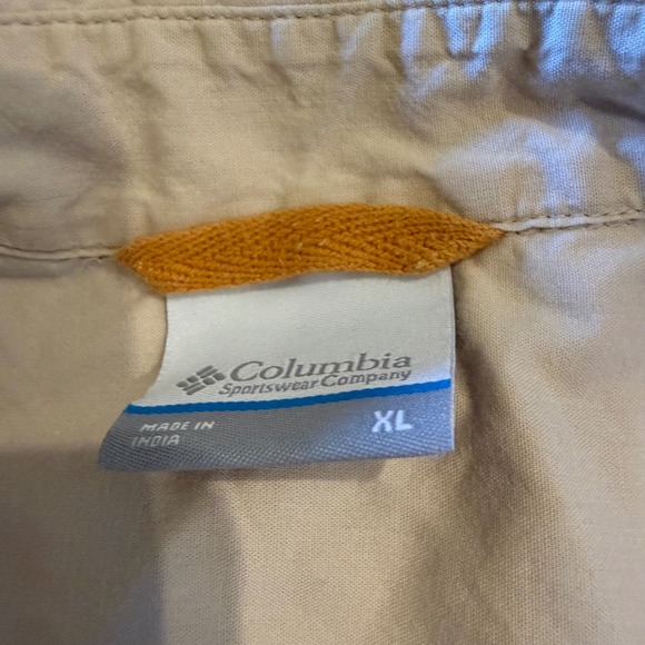 Columbia Mens XL Short Sleeve Button Down Shirt Beige Tan Cotton AM7619 Outdoor - Picture 4 of 8